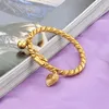 Baby Girl Boy Bangles Bracelet Gold Color Bells Pendant Children Jewelry Anklet Bangles Newborn Baby Cute Cuff Bracelets Q0719