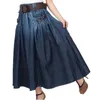 Tiyihailey Spedizione gratuita moda Denim All-Match Skirt Skirt Casual Jeans Gonna elastica Gonna lunga per le donne con cintura S-3XL 210309