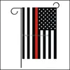 Banner festliga tillbehör hem trädgård30 * 45cm amerikanska polis land flaggor fest dekoration blå linje usa svart vit röd rand trädgård flagga