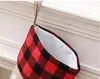 Red Black Plaid Christmas Stocking Snowflake Pattern Lattice Sock Indoor Xmas Tree Ornaments Festival Party Gift for Kid