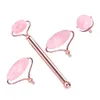 Ansiktsmassagerare Zinc Alloy Hand Avtagbar Rose Quartz Face Roller Natural Crystal Massage Scraper Wrinkle Healing Health Care Tool