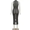 Moda Sexy Mesh Black Maxi Sukienka Kobiety Lato Bez Rękawów Patrz przez Schowl Chude Elastyczny Party Acedwear Długie Smoksy2021 Y1006