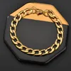 Link Chain Mens 18K Gold Armband Chunky rostfritt stål Curb Cuban Armband för kvinnor unisex handledsmycken gåvor kent22