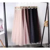 Jupes en tulle femmes maille élastique Tutu printemps été coréen taille haute Kpop mode plissée longue noir/kaki 210629