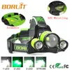 Boruit B22 wiederaufladbares LED Zoomable Scheinwerfer XML22X XPE Green Head Lampe Mikro USB -Scheinwerfer Fischlampe Fischerei