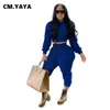 Cm.yaya Activewear Solid Classic Women's Set Mini Sweatshirt Jogger Broek Set Sportieve Trainingspak Fitness Twee Stuk Set Outfits Y0625