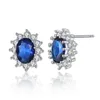 Fashion Blue Crystal Stone Wedding Earrings Necklace Jewelry Set Brides Silver Color suit For Women