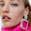 Mode Drop Earrings Iced Out Smycken Dangles Märke Design Bling Överdriven Diamond Geometrisk Square Retro Bohemian Big Statement Street Women Girls Gifts