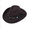 Otoño Invierno Jazz Fedora Sunhat Hombres Mujeres Sombreros de fieltro Cinturón Band Western Cowboy Hat Black Trilby Bowler Hat para Unisex Gorra