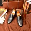 Męskie Prawdziwej Skóry Krokodyl Wzór Oxford Buty Dla Mężczyzn Luxury Dress Slipon Wedding Business Najnowsze buty
