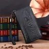 Factory wholesale men leathers shoulder bag simple Joker solid color embossed long wallet British crocodile storage coin purse single zipper leather handbag