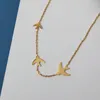 Pendant Necklaces YUN RUO 2021 Vintage 18 K Gold Three Little Swallow Necklace Woman Jewelry Fashion Titanium Steel Accessory Never Fade