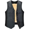 Ymwmhu PU cuir gilet hommes moto gilet manteau chaud automne sans manches veste velours solide vêtements marque 211119