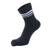 Lot de 5 paires de chaussettes respirantes standard à rayures pour homme à cinq doigts avec orteils séparés