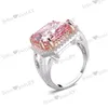 HBP fashion luxury straight temperament lady039s big square PINK ring claw inlaid with diamond electric color separation 5121549