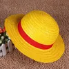 Pulate Brim bonés Amarelo Praia Sun Hat Anime Cosplay Palha Japonês One Peça Luffy Dos Desenhos Animados Tampão Sólido Sólido Unisex Caps Respirável Boater