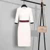 2021 Yeni Varış Zarif O Boyun Elbiseler Kadınlar Yüksek Kalite Ofis Bayan Resmi İş Çalışmak Ince Kalem Elbise Giysileri Artı Boyutu X0521