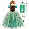 Barn halloween kostymer baby flicka anna klänning frusen barn anna snö drottning cosplay kostym flicka prinsessa klänning 3-10 år g1026