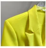 Nieuw ontwerp dames lente herfst mode neon gele kleur medium lange slanke taille blazer pak jas plus size casacos sml
