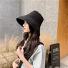 Bérets décontracté simples dames chapeau de soleil coupe-vent grand bord protection mode couleur unie pêcheur voyage en plein air pour les femmes