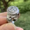 Choucong Brand Unique Luxury Jewelry 925 Sterling Silver Large Diamond White Topaz Gemstones Male Wedding Men Band Ring Set