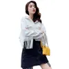 Woman Jeans Jacket Women Denim Tassel Jackets Short Fashion Loose Female Casual Long Sleeve Button Outwear Coats White Top 307C 211014