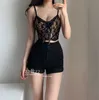 Hauts d'été Dentelle Maille Irrégulière Sexy Nombril Arc Zipper Gilet Coréen Réservoir Bralette Crop Halter Boho Top Tunique Fille G88 210603