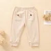 Barn baby pocket byxor solida färger elastiska byxor toddler pojkar kläder spädbarn flickor casual outfits barn fritid vete bebe