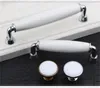 5" modern simple silver white furniture handles white ceramic dresser kitchen cabinet door handles chrome drawer knob 128mm 96mm 490 V2