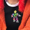 Ins Komik Robot Baskı Kırpma Üst Tshirt Kadınlar Chic Yaz Tops Tees Streetwear Harajuku Kızlar Punk Hip Hop Parti T Gömlek Femme 210306