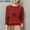 GCarol Dames Karakter Ontwerp Trui Herfst Winter Gebreide Basic Pullover Huidvriendelijke Draag Streetwear Top in 5 kleuren 210914