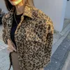 Kvinnans jackor Kvinnor 2022 Spring Vintage Leopard Jacka Plus Size Casual Female Coat Winter Tops For Woman Clothes Elegant Wool