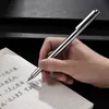 HongDian Metal Stainless Steel Fountain Pen Fine Nib 0.4mm Bright Silver Excellent Writing Gift Ink Pen for Business Office Home Y200709