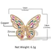 5 colors Classic Adjustable Butterfly Ring Rhinestone Crystal Wedding Finger Rings for Christmas Gift for Women Jewelry Engagement Ring