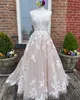 Robe de mariée en dentelle ivoire 2021 Robes de mariée trapèze Spaghetti Col en V Robe de soirée de mariage ouverte Dos en V Train chapelle sur commande