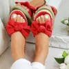 Fashion Slipper Slides Summer Bow Summer Sandals Slipper Indoor Outdoor Linen Flipflops Beach Female Floral Shoes Y200423