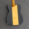 Nueva llegada guitarra eléctrica azul Perro completa con 6 cuerdas, de chapa de arce, blanca Pickguard, Amarillo de arce diapasón
