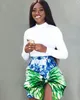 여성의 넥타이 염료 인쇄 스커트 여름 레이디의 패션 콘트라스트 색상 높은 허리 미니 치마 나이트 클럽 파티 210309에 대 한 Bowknot