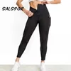 SALSOR WORKOUT Dames Fitness Leggings Met Pocket Hoge Taille Butt Lifting Legging Puhs Up Sexy Zwart ActiveWar Athletic 210925