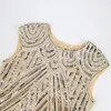 1920 s Flapper Great Gatsby ONeck Cap Manches Sequin Fringe Party Midi Robe De Verano D'été Femmes Robe 210315