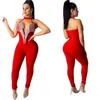 Sexy Diamonds Gland Sans Bretelles Bandage Night Party Club Combinaison Femmes Halter V Cou Dos Nu Romper Outfit Streetwear Salopette 211116