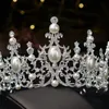 Baroque Luxury Rose Gold Crystal Pearls Bridal Tiaras Crown Rhinestone Pageant Diadem Headbands 2021 Wedding Hair Jewelry