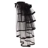 Party Tutu Tail Falda de tul con gradas Burlesque Steampunk Black Mesh Ruffle Layered Detachabl Bustle Overskirt 210306