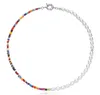 Perles de riz colorées collier de perles d'imitation pour les femmes couleur or argent ligne de poisson colliers bijoux de mode féminine nouveau GC4675842441