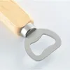 Stainless Steel Wood Handle Beer Bottle Opener Corkscrew Kitchen Bar Multi-function Ring Gadget Tools