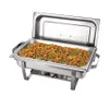 2021 Hot Selling Rostfritt stål Stock Krukor Ekonomisk handlyftad täckning Fullt tallrikar Buffé Chafing Dishes Food Warmer