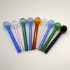 Colored Glass Pipe 4 Inch Pyrex Oil Burner Small Spoon Hand Pipes Tobacco Smoking Accessories Colorful Mini Bubbler