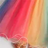 Vestito da festa principessa color arcobaleno per ragazze Big Bowknot Costume da compleanno di 1 anno Vestito da ragazza con paillettes brillanti di lusso 210303