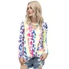 Summer Women Camouflage Print z długim rękawem T Shirt Loose V-Neck Fashion Plus Size Damskie Topy Casual Tee Koszula FEMME 210608