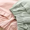 2 3 4 5 6 7 8 9 10 12 Years Children Cotton Pocket Solid Color Cotton Summer Loose Wide leg Shorts For Kids Baby Girls 210701